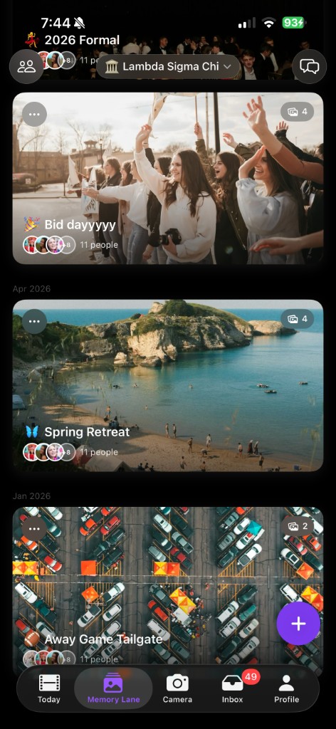 Circa Memory Lane showing archived Group memories